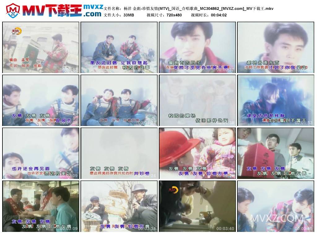 杨洋 金彪-珍惜友情(MTV)_国语_合唱歌曲_MC304862